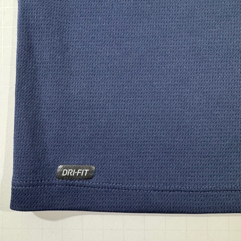 Nike Polo Shirt Mens XL Navy Blue Yellow Stripe Dri-FIT Golf Tennis Short Sleeve - Picture 7 of 7